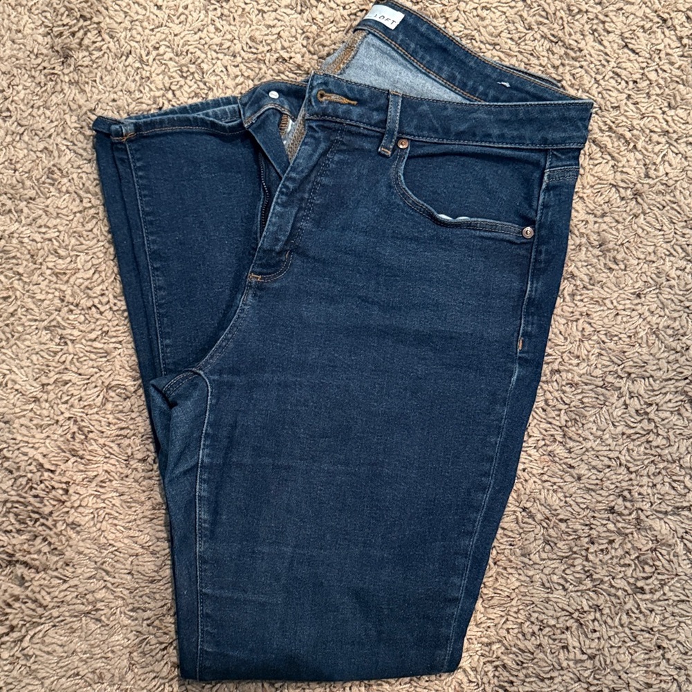 LOFT Dark Blue Flare & Wide Leg Jeans